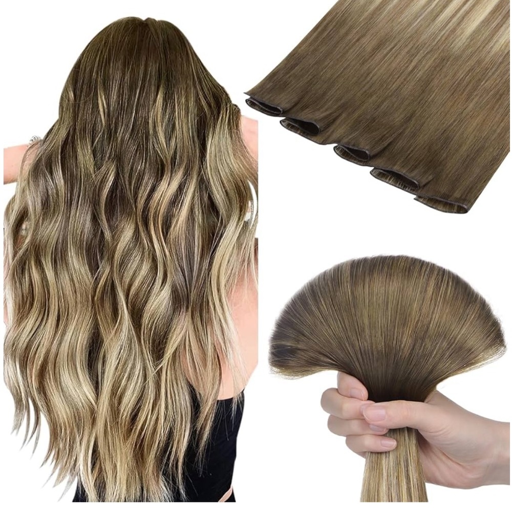#3 Doores Sew in Real Human Hair Extensions, 18 Inch Balayage 50g